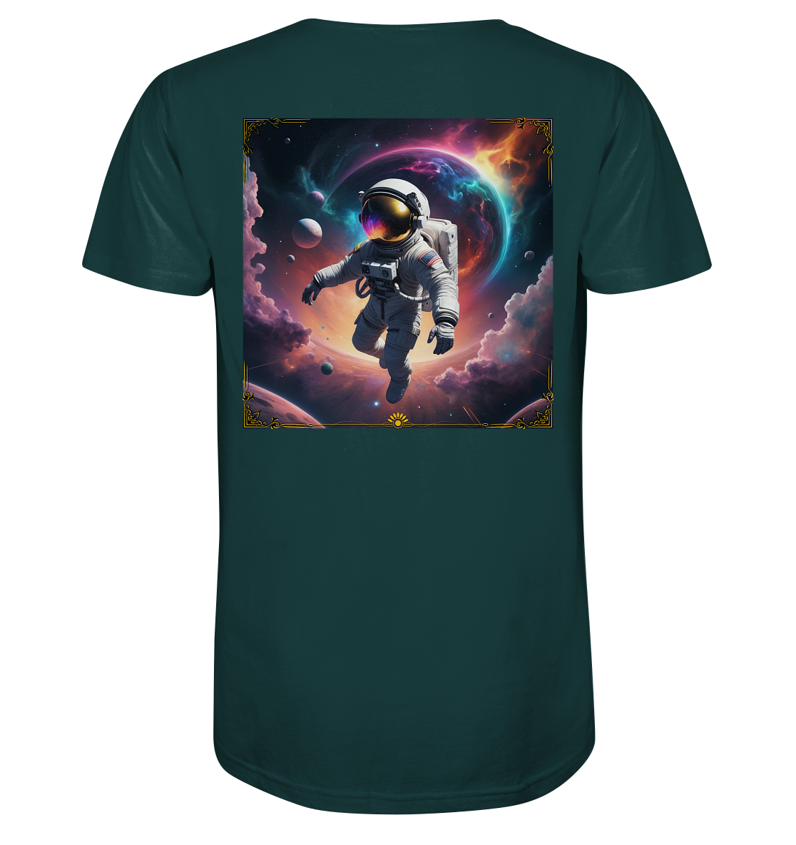 lost in space - Bio-Baumwoll T-Shirt, zweiseitiger Druck