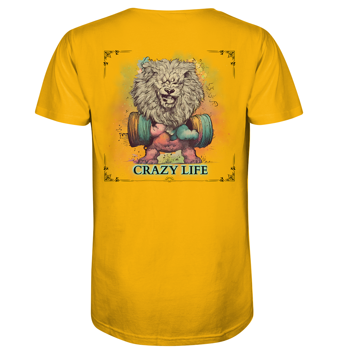 crazy life -  Bio-Baumwoll T-Shirt, zweiseitiger Druck
